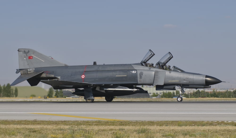 Turkish Air Force F-4 Phantom at Konya Air Base Turkey Canvas Art - Giovanni CollaStocktrek Images (36 x 22)