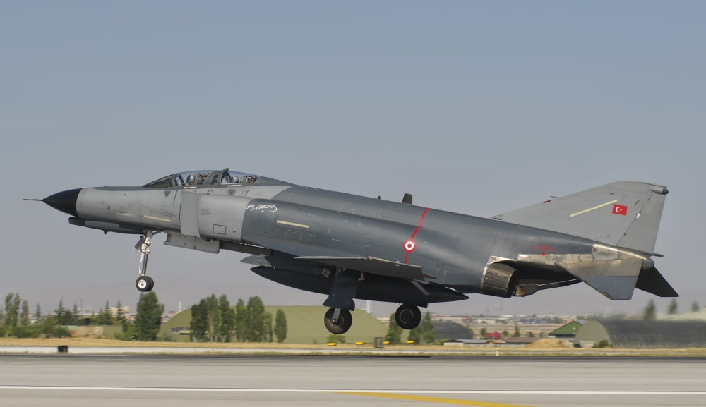 Turkish Air Force F-4 Phantom at Konya Air Base Turkey Canvas Art - Giovanni CollaStocktrek Images (37 x 21)