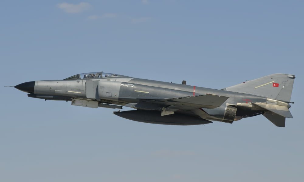 Turkish Air Force F-4 Phantom flying over Turkey Canvas Art - Giovanni CollaStocktrek Images (18 x 11)