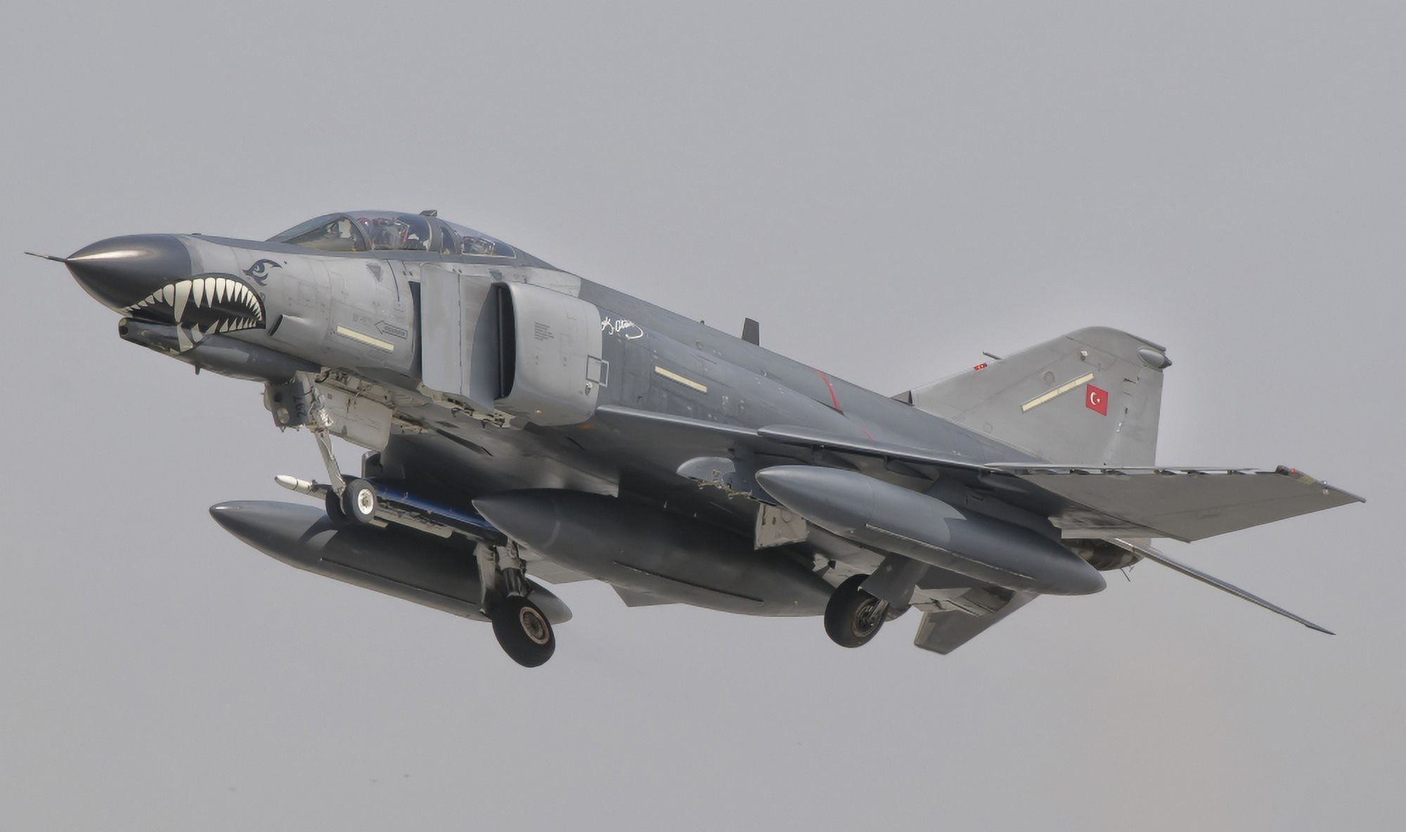 Turkish Air Force F-4 Phantom flying over Turkey Canvas Art - Giovanni CollaStocktrek Images (36 x 22)