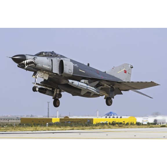 Turkish Air Force F-4E 2020 Terminator landing at Konya Air Base Canvas Art - Daniele FaccioliStocktrek Images (34 x 23)