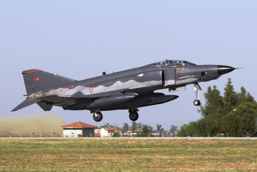 Turkish Air Force F-4E 2020 Terminator taking off Canvas Art - Daniele FaccioliStocktrek Images (34 x 23)