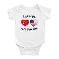 thumbnail image 1 of Turkish American Flag Two Hearts Baby Romper Bodysuit For Boy Girl (White, 18-24 Months), 1 of 5