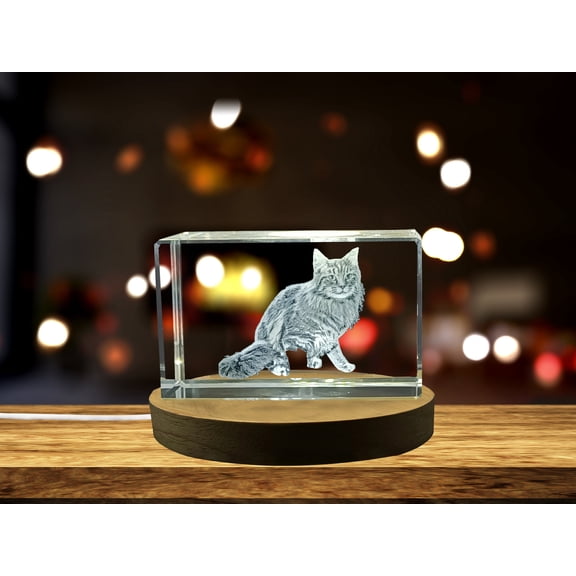 Turkish Angora Cat 3D Engraved Crystal Gift