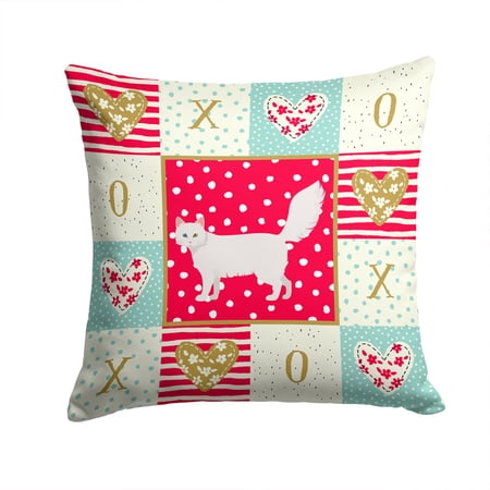 Turkish Angora Cat Love Fabric Decorative Pillow
