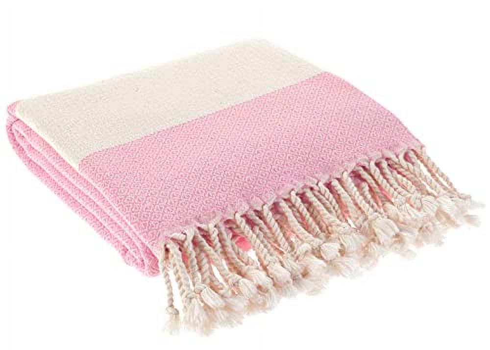 Turkish Bath Towel 100% Cotton Peshtemal Beach Towels 39x78 Thin Lightweight Travel Camping Bath Sauna Beach Gym Pool Blanket Gift Quick Dry Towels (Light Pink ) - image 1 of 3