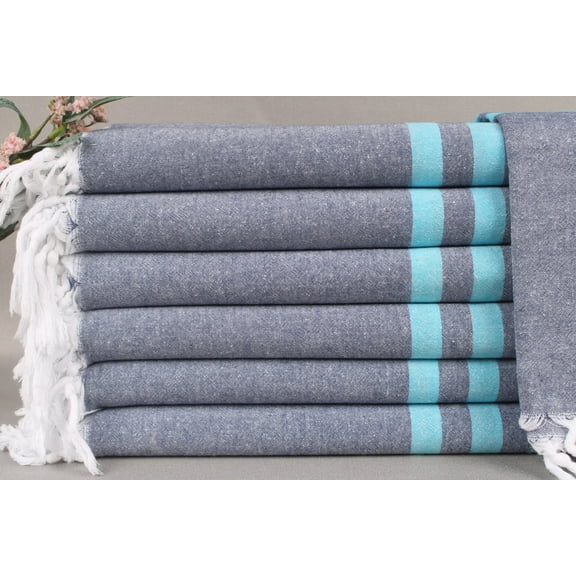 Turkish Bath Towel, Custom Towel, Turquoise-Navy Blue Towel, Striped Towel, 36x71 Inches Monogram Towels, Gift Towel, Organic Towel,