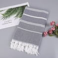 thumbnail image 1 of Turkish Bath Towel, Large Absorbent Striped Fringe Towel For Beach Spa Bathroom Soft Cotton Bath Sheet, 1 of 2