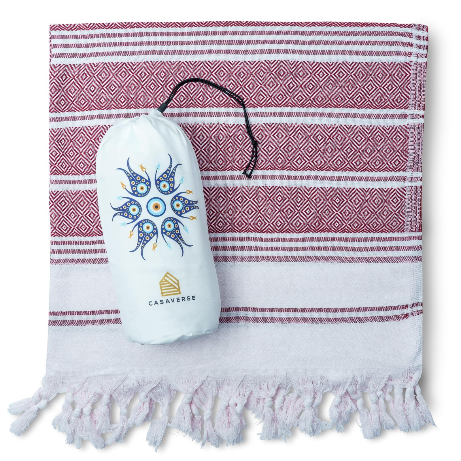 ATANI Turkish Beach Towel Mit Rucksack-Funktion – Großes Strandtuch Aus Baumwolle, Schnell Trocknend