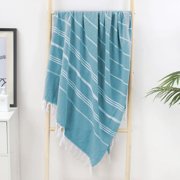 Turkish Beach Towel, 90x180cm Polyester Shawl with Tassel, Woven Fringe Bath Towel, Quick Dry Absorbent Beach Blanket, Multifunctional Wrap Towel