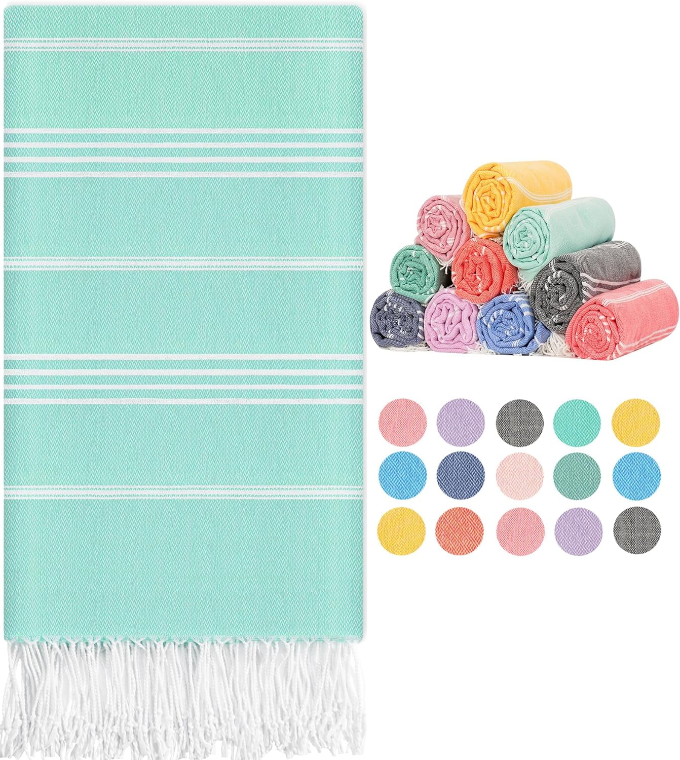 6-Pack Turkish Beach Towels Set – Oversized, Quick-Dry, Sand-Free Pool Towels For Beach, Yoga, Camping & Travel - View #5