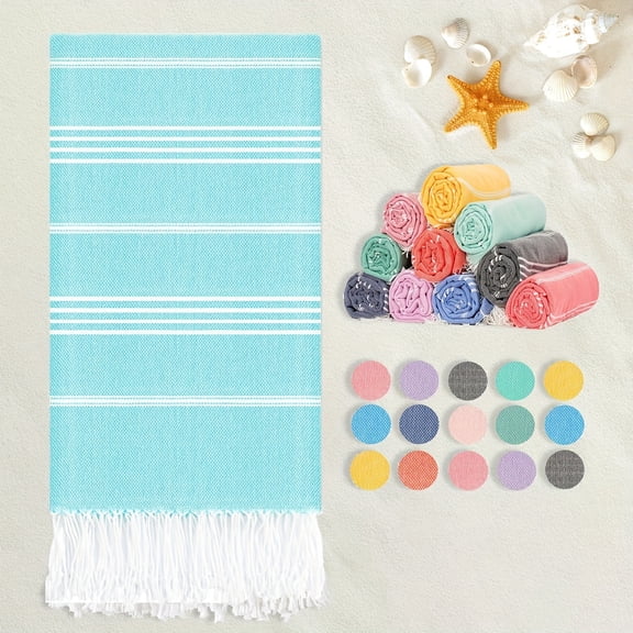 Turkish Beach Towels Vacation Essentials Quick Dry Sand Free Soft Absorbent Adult Oversized Bath Pool Swim Long Wide Stripe Towel Sound Cloud Linen Mat Summer Thing Lightweight Thin Blue