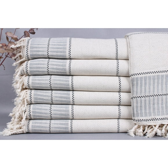Turkish Bedspread, Wholesale Blankets, Dark Gray Bedcover, Striped Throw, 91x103 Inches Wedding Gift Blanket, Bedding Blanket,