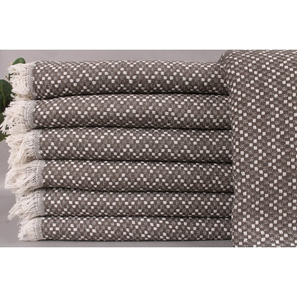 Turkish Blanket, Beach Blanket, Dark Brown Blanket, Herringbone Throw, 67x75 Inches Customizable Blanket, Picnic Blanket,