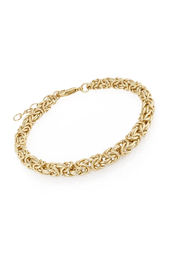 Turkish Bling Byzantine Chain Bracelet with Handwoven Design in Polished Gold Finish