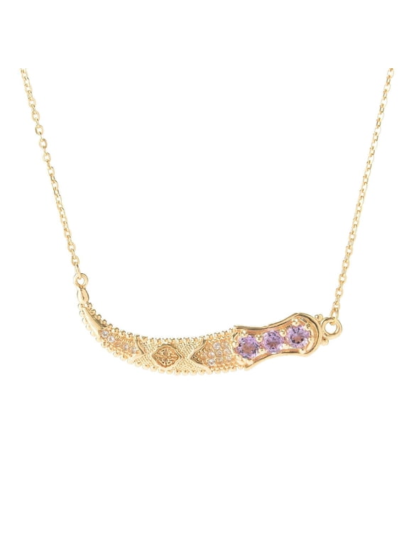 Genuine Gemstone Dagger Necklace in 18K Gold Over Bronze