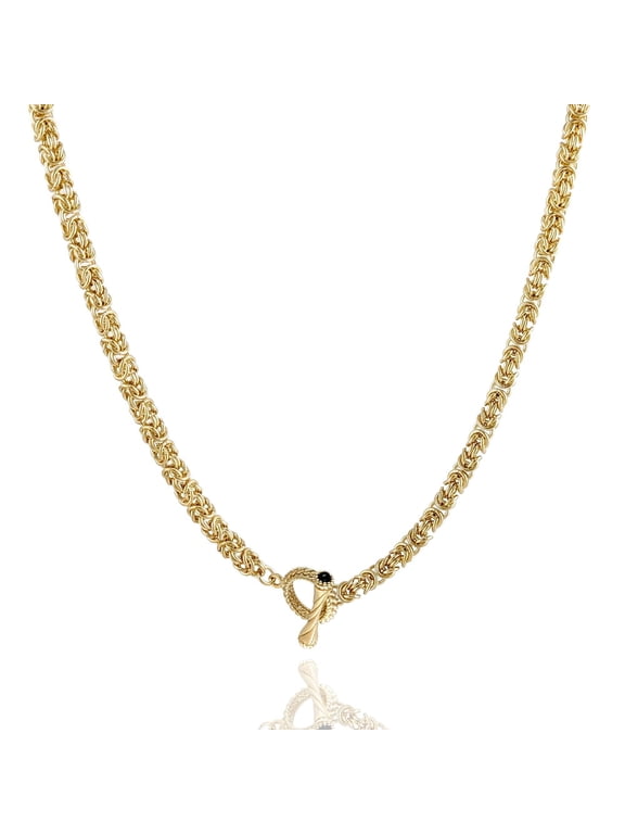 Byzantine Link Chain Necklace in Gold Finish