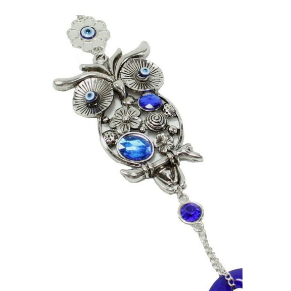 Turkish Blue Evil Eye 3" Crystal Owl Wall Hanging Protection Amulet Home Decor GP4731