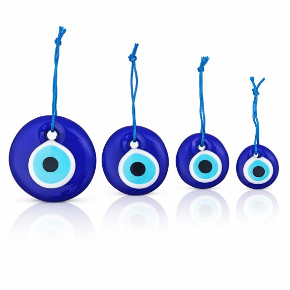 Turkish Blue Evil Eye Amulet Set of 4 Wall Hanging Home Protection Charm
