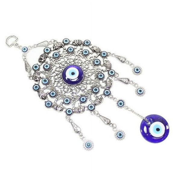 Turkish Blue Evil Eye Elephant Spiral Circle Ring Amulet Large Decor Protection -D
