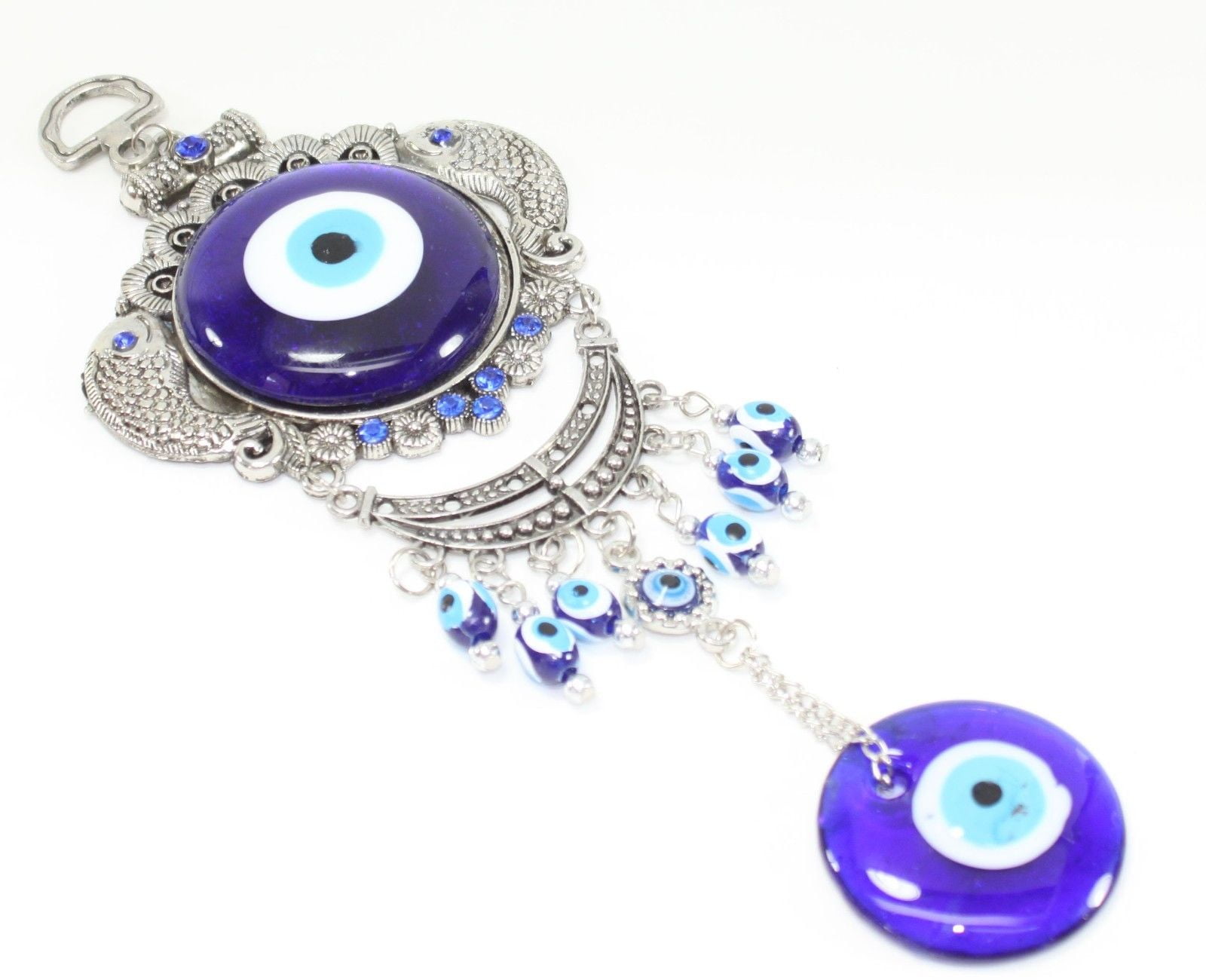 Turkish Blue Evil Eye Fish Amulet Wall Hanging Decor Blessing Protection Gift -D