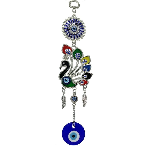 Turkish Blue Evil Eye Peacock Design Hanging Ornament for Protection