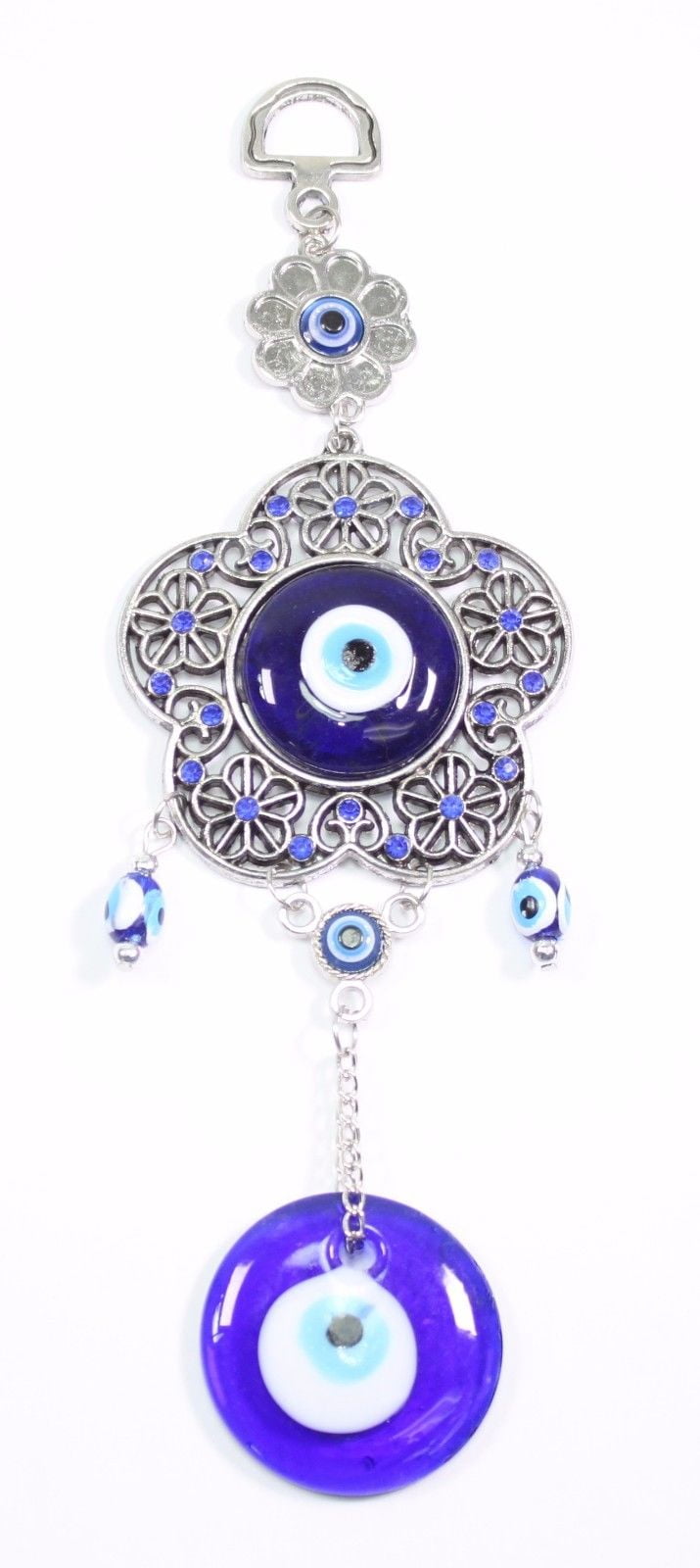Turkish Blue Evil Eye Round Flower Shape Amulet Wall Hanging Decor Protection -D