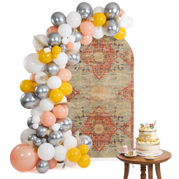Turkish Boho Arch Backdrop Cover 4FT Wallpaper Murals Spandex Fitted Arch Covers Stretchy Backdrop Decoration for Wedding Birthday Graduation Party
