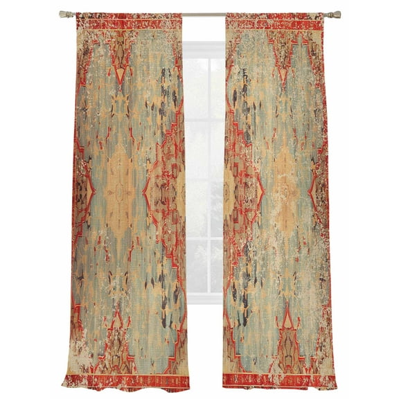 Turkish Boho Sheer Curtains 108 Inches Long 2 Panels Wallpaper Murals Light Filtering Semi Sheer Window Curtains Drapes for Bedroom Living Room 52"x108"x2