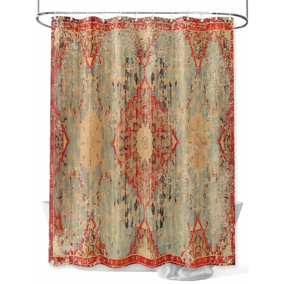 Turkish Boho Shower Curtain, Wallpaper Murals Retro Medieval Waterproof Shower Curtain Set with 12 Hooks Lightweight Washable Fabric Shower Curtains for Bathroom 72x72 Inches