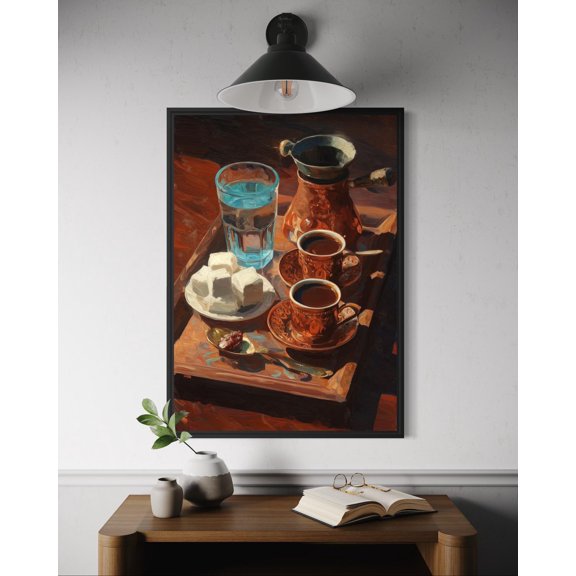 Turkish Coffee Art Print - Coffee Painting, Middle Eastern Kitchen Decor, Istanbul Wall Art, Turkey Café Artwork, Coffee Lover Gift (Unframed)