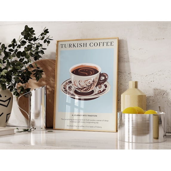 Turkish Coffee Poster, Tea Coffee Print, Japanese Tea, Retro Beverage Poster, Kitchen Decor, Minimalist Wall Art Print, Housewarming.