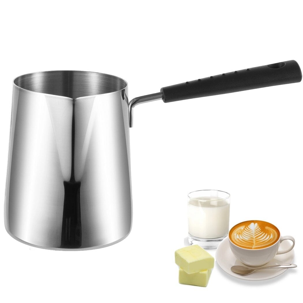 Turkish Coffee Pot, 20oz Milk Warmer Pot, Stainless Steel Butter Warmer, Chocolate and Butter Melting Pot for Home Cafe