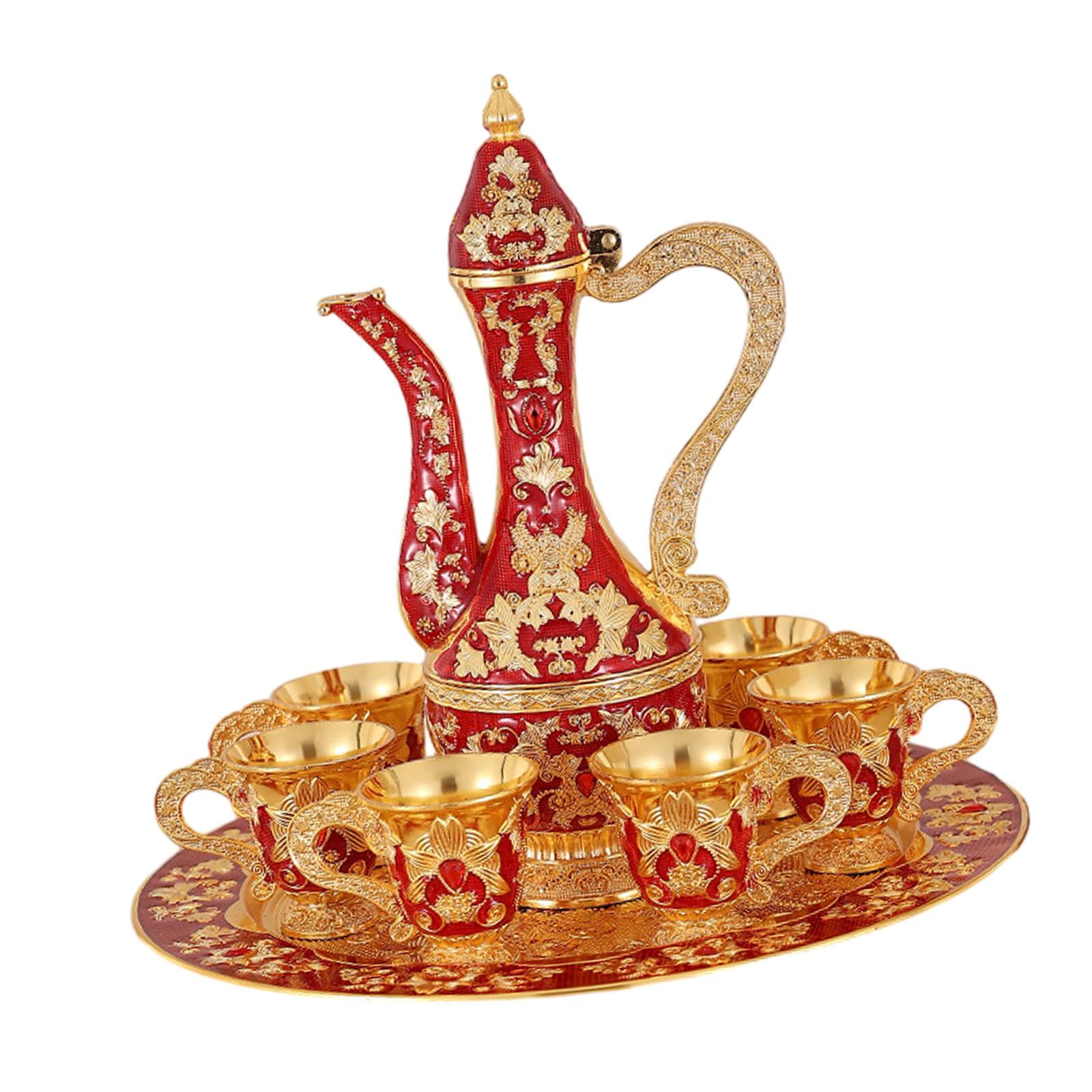 Turkish Coffee Pot Set Tea Kettle Set Craft Drinkware Luxury Exquisite