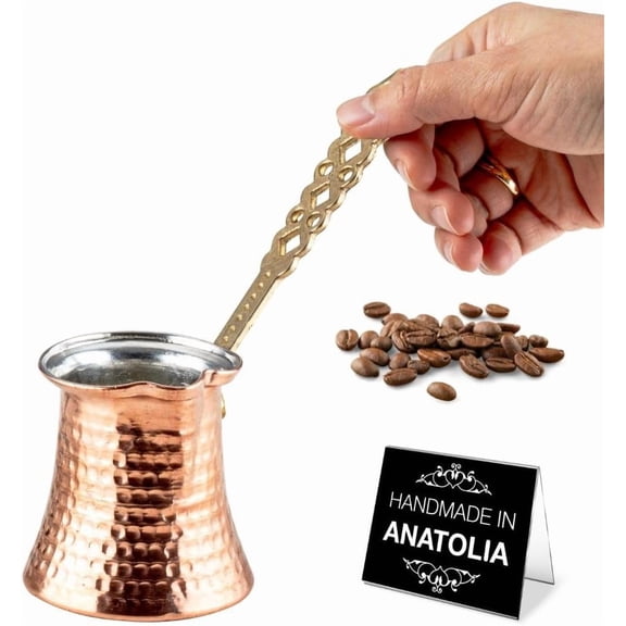 Turkish Coffee Pot | Stove Top Water Boiler, Coffee Maker, Butter, Chocolate & Milk Warmer | Even and Quick Heat with Handcrafted Copper Material | Coffee Gifts Idea, 5 Oz (150 cc)