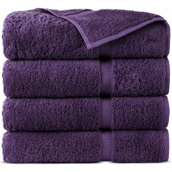 100% Turkish Cotton Towel Set (Plum, Bath Towels - Set of 4)
