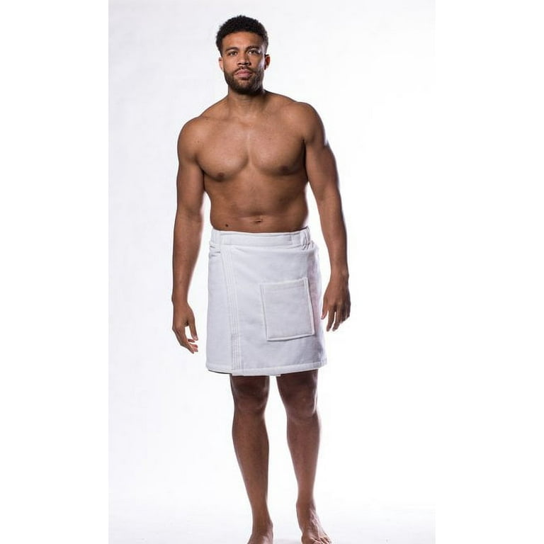 Turkish Cotton Towel Wrap for Men for bulk Spa Bath Wraps with Elastic Velcro Comfy Men s Short Adult for Hot Tub Shower Sauna White One Size Walmart