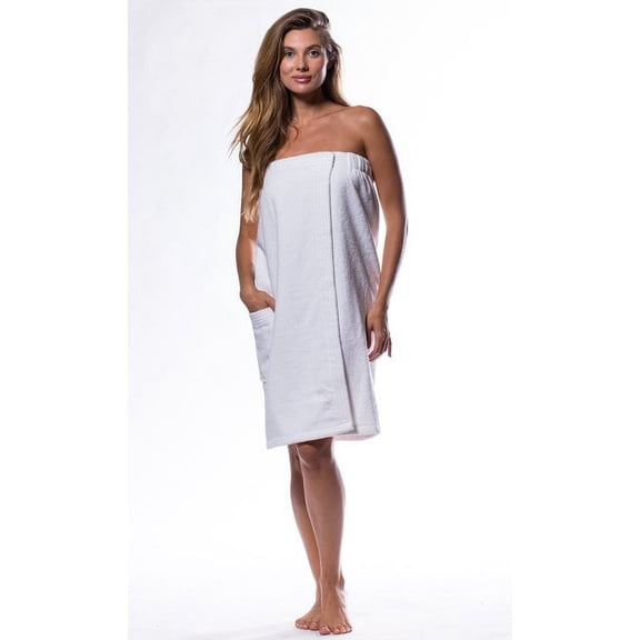 Turkish Cotton Towel Wrap for Women for bulk Spa Bath Wraps with Elastic Velcro, Comfy Women's Short Adult for Hot Tub Shower Sauna - One Size