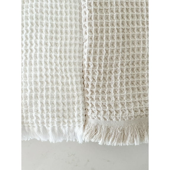 Turkish Cotton Waffle Bath Towels Antique Beige