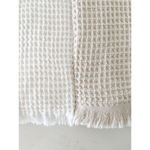 Turkish Cotton Waffle Bath Towels White