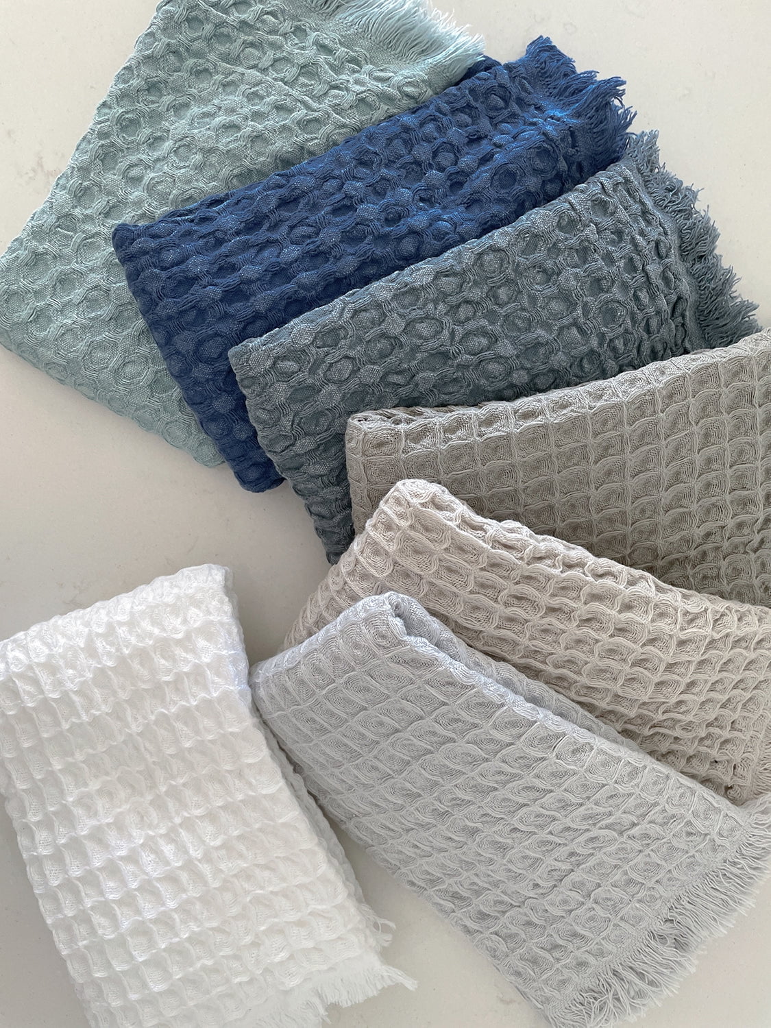 Turkish Cotton Waffle Hand Towel - Set of 2 Dark Navy
