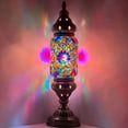 thumbnail image 1 of Turkish Cylinder Table Lamp Mosaic Glass Accent Boho Lamps Moroccan Lantern Red Purple Star, 1 of 7