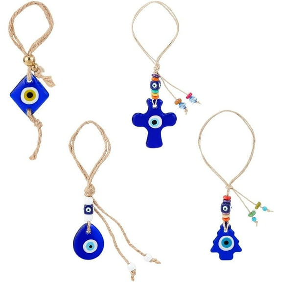 Turkish Decor 4 Styles Blue Glass Charm Decorative Ornament Hemp Rope Turkish Greek Handmade Evil Blue Eye Charms