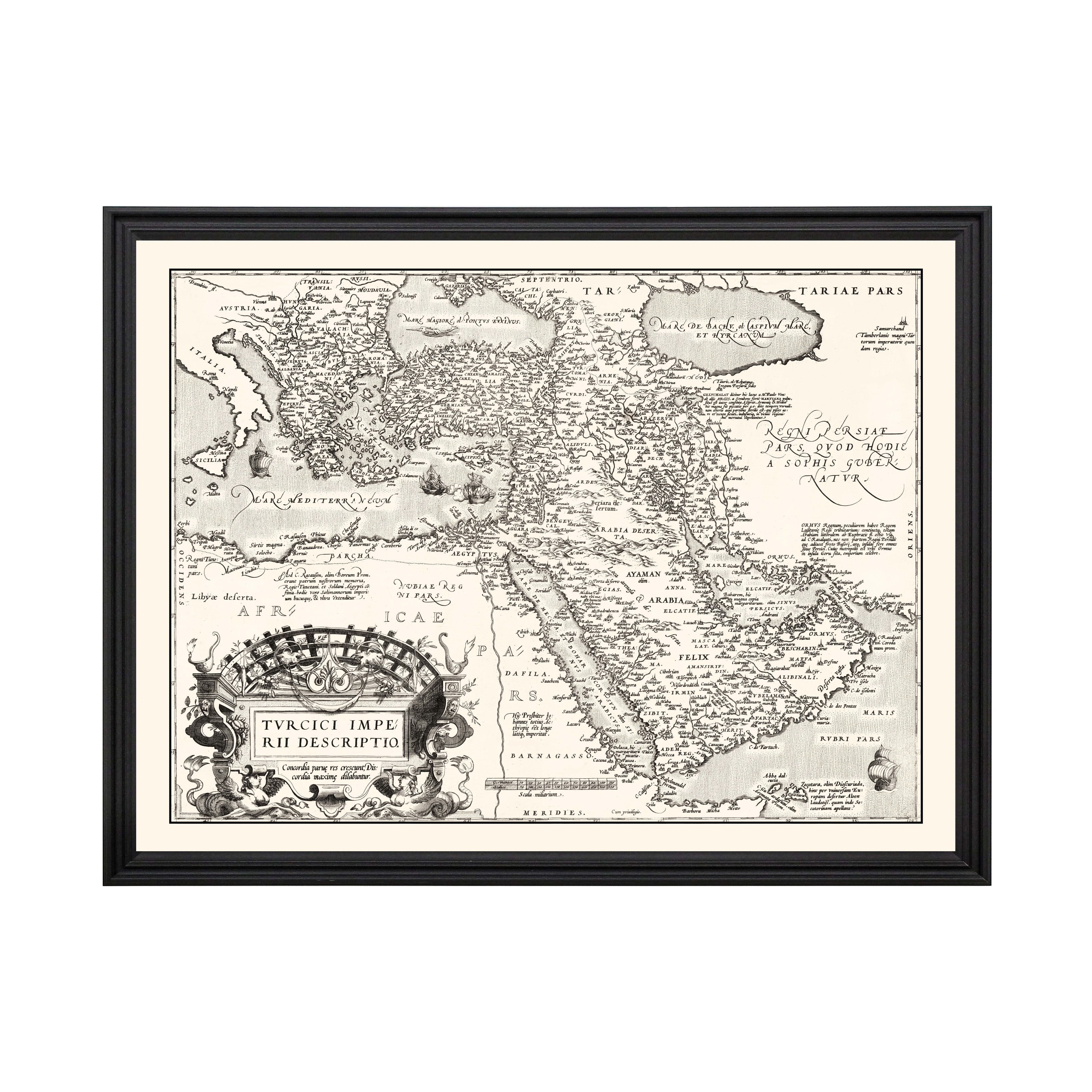 Turkish Empire Turkey Art, 1570 Vintage Map of Turkish Empire Turkey ...