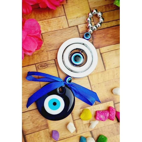 Turkish Evil Eye Hanging for Home House Entrance Door Decoration, Nazar Battu for Shop Office Living Room (White Moon)