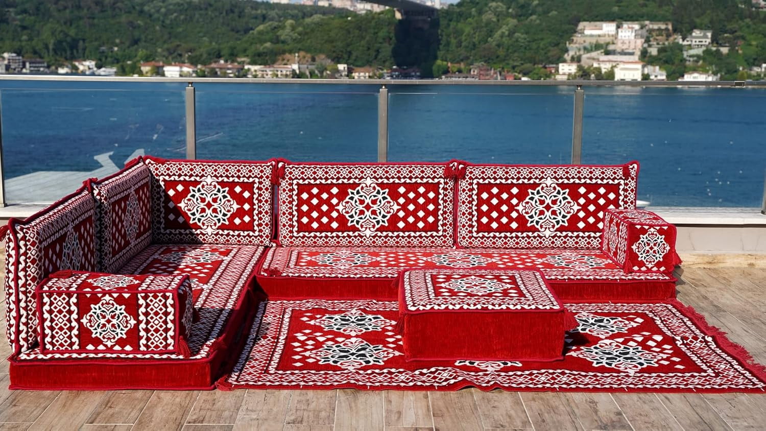 Turkish Floor Cushions Sofa, Corner Arabic Majlis Seating Set, Turkish ...
