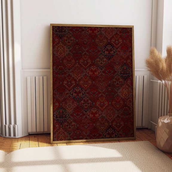 Turkish Floral Pattern Vintage Persian Rug Poster Unframed Paper Print
