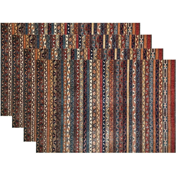 Turkish Floral Placemats, Vintage Persian Oriental Turkish Carpet Pattern Woven Burlap Modern Placemats for Dining Table Kitchen Table Round Table Farmhouse Wedding Outdoor Indoor Set of 4