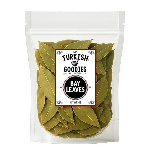Turkish Goodies by Jairestone Bay Leaves Whole 1 oz | Pure Natural Turkish Laurel Leaves | Dried Bay Leaf for Cooking, Soups, Stews, Curries, Sauces, Tea