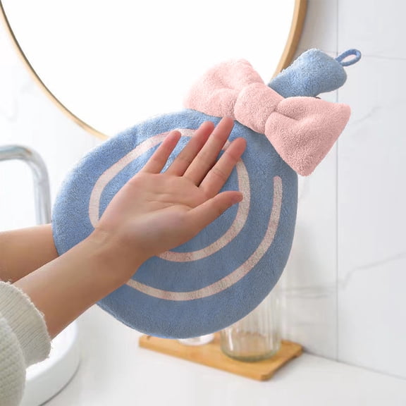 Turkish Hand Towels for Bathroom - Soft, Absorbent Hand Face Towels - Fleece Washcloths - 11.81 x7.87 Inches, Blue - Quick-Dry Lanyard Design